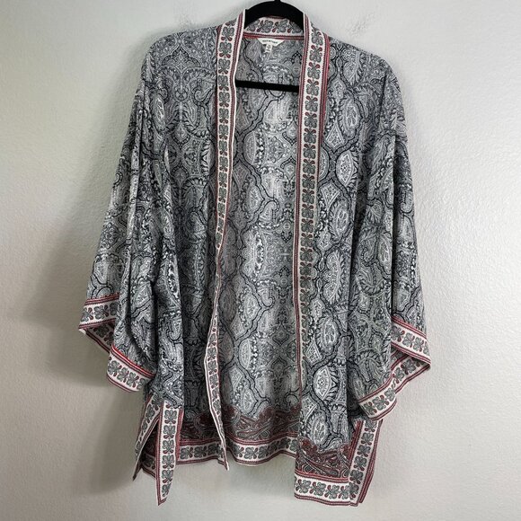 Max Studio Womens Plus 1X Open Front Paisley Kimono Cardigan Cover Up - Picture 7 of 12